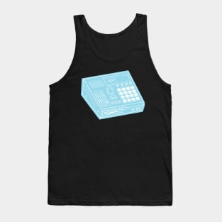 Beat Maker (White Lines + Picton Blue Drop Shadow) Analog / Music Tank Top